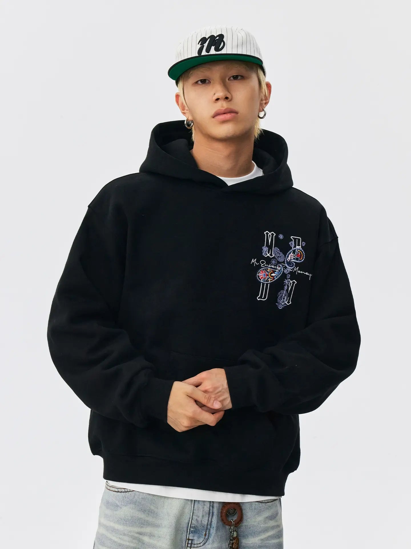 MEDM Ethnic Paisley Flower Embroidered Hoodie