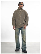F3F Select High Neck Collar Button Knit Cardigan