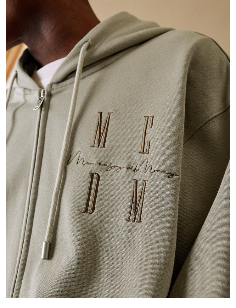 MEDM Basic Logo Embroidery Zip Up Hoodie