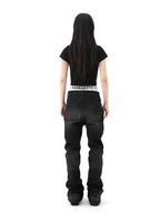 KARMANISTIC Rivet Zipper Fly Washed Flared Jeans