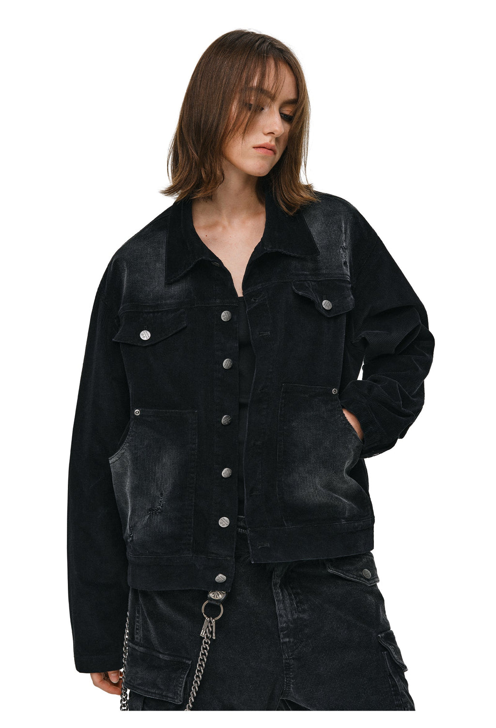 ANTIDOTE Distressed Washed Corduroy Work Jacket