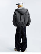 MEDM Fur Lined Washed Work Hooded Jacket