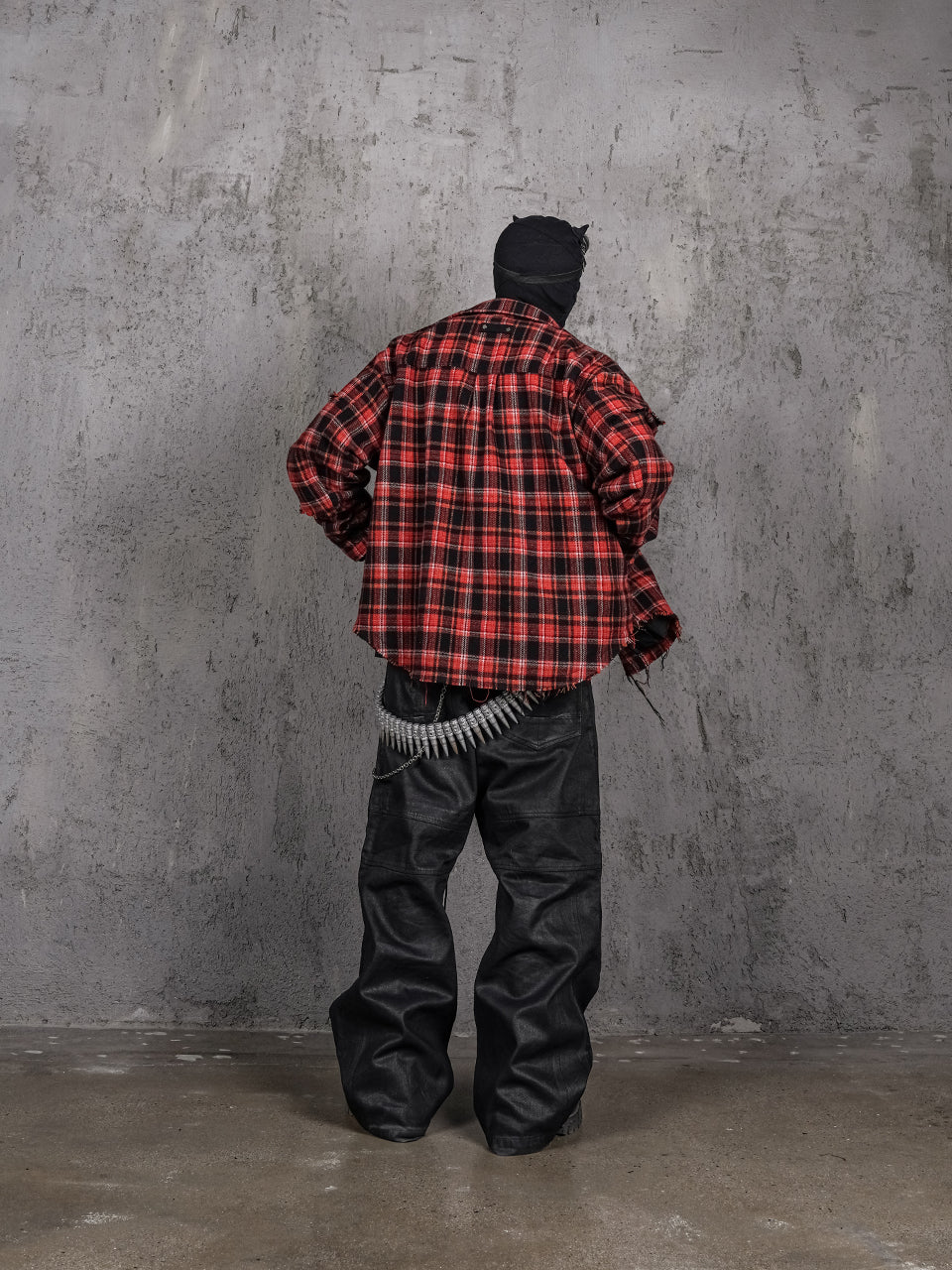 UNDERWATER Scarlet Plaid Deconstructed Destroyed Shirt Jacket