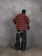 UNDERWATER Scarlet Plaid Deconstructed Destroyed Shirt Jacket