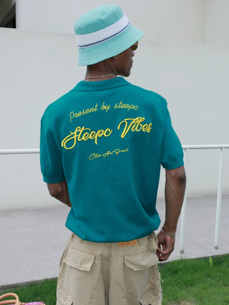 STEEPC Embroidered Boxy Knit Polo