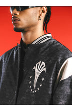 1807 In Here Crocodile PU Leather Varsity Jacket