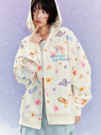 MEDM Graffiti Flower Full Print Zip Up Hoodie