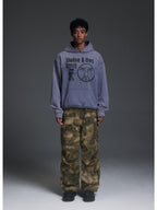 NOVACAM Washed Distressed Black Circle Hoodie