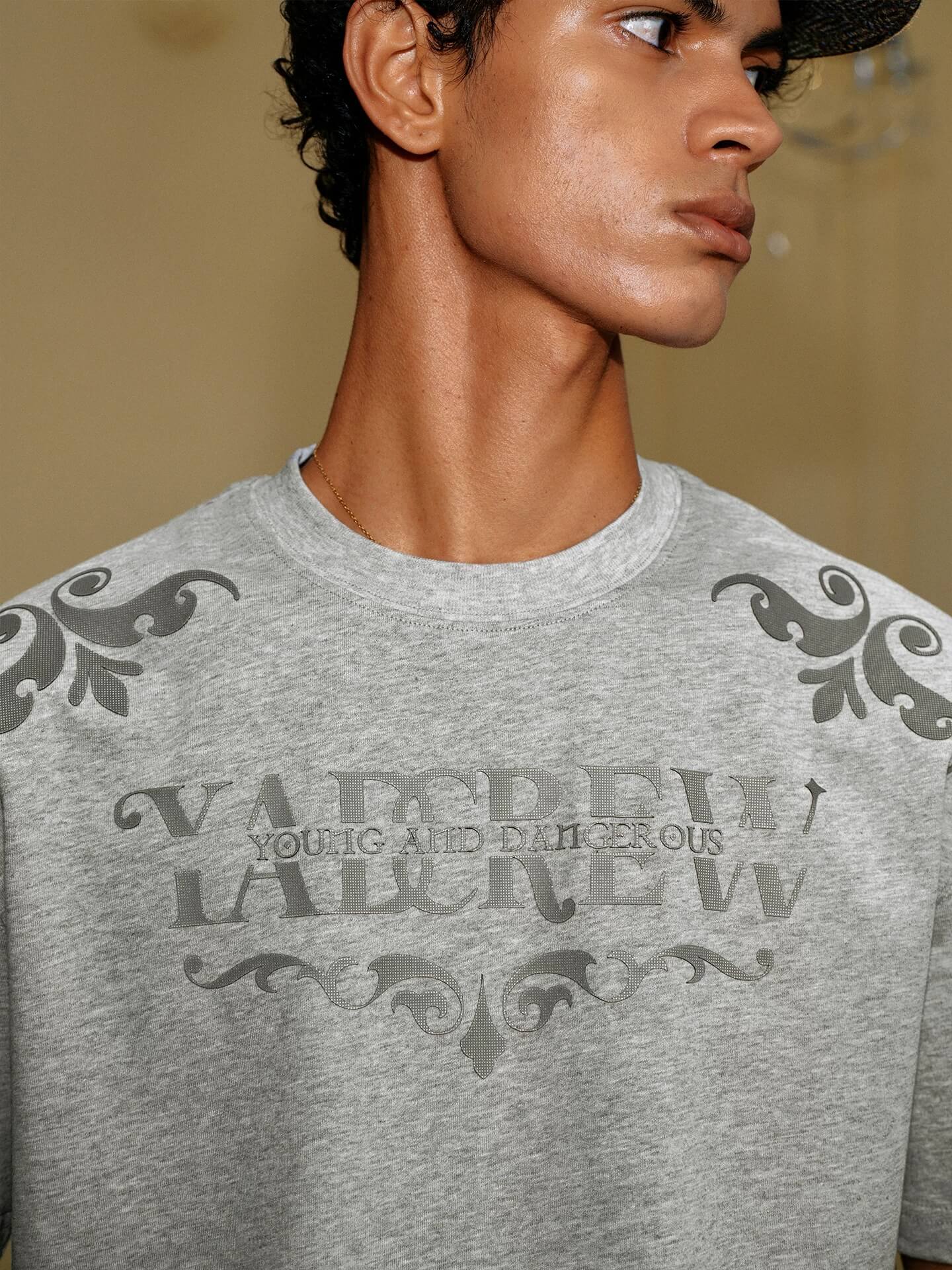YADcrew Baroque Raised Logo Print Tee