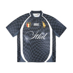 Small Town Kid Twisted Plaid Patchwork Polo Jersey