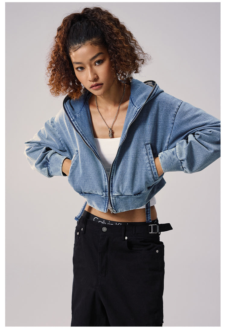 Remedy Backpack Design Washed Denim Short Jacket