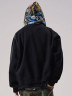 Remedy Badge Print Hood Zip Up Hoodie