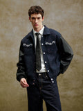 YADcrew Pearl Patch Embroidered Varsity Jacket