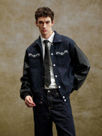 YADcrew Pearl Patch Embroidered Varsity Jacket