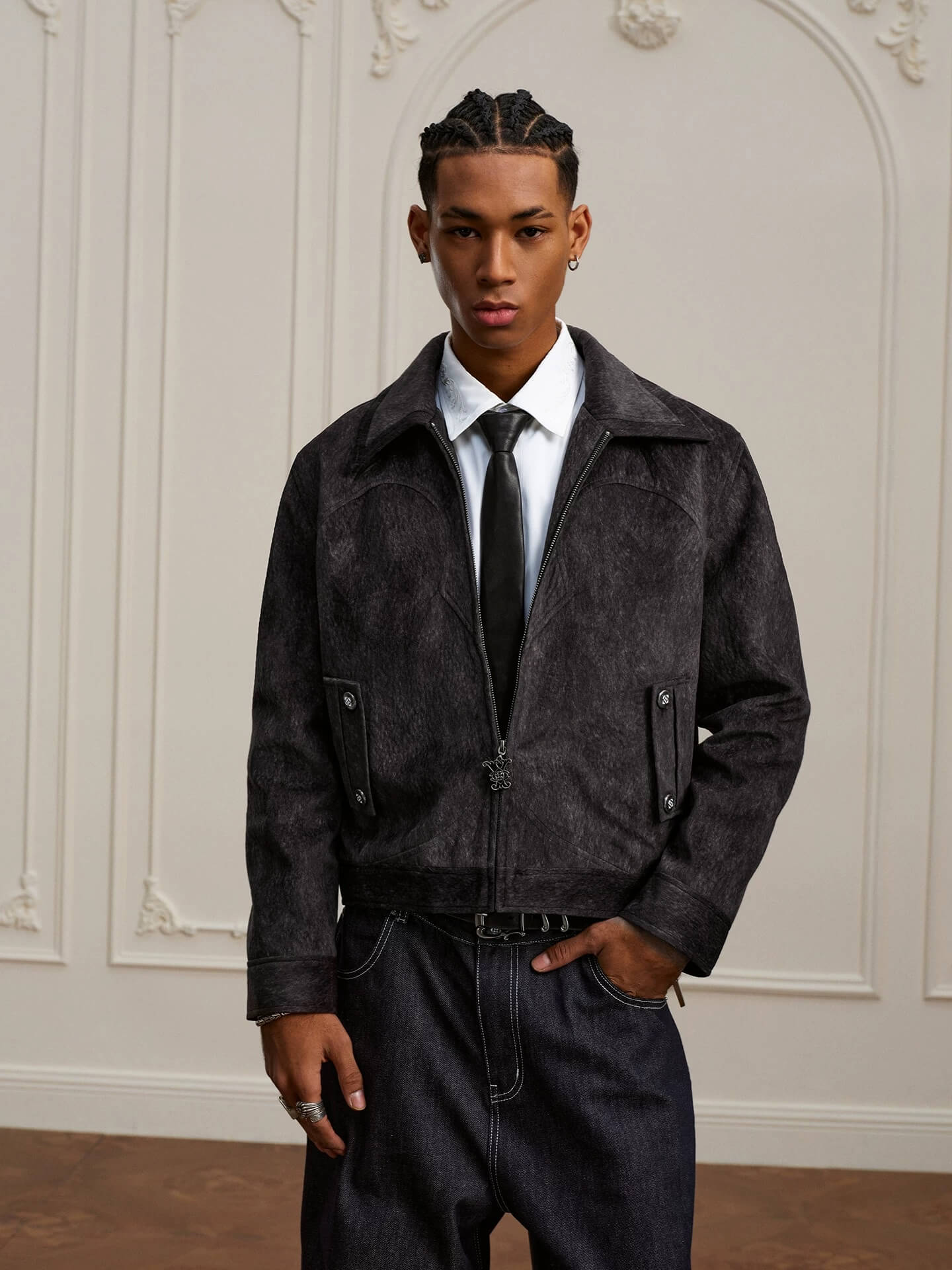 YADcrew Faux Horsehair Racing Jacket
