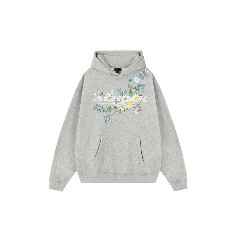 Achock Foam Printed Flower Hoodie