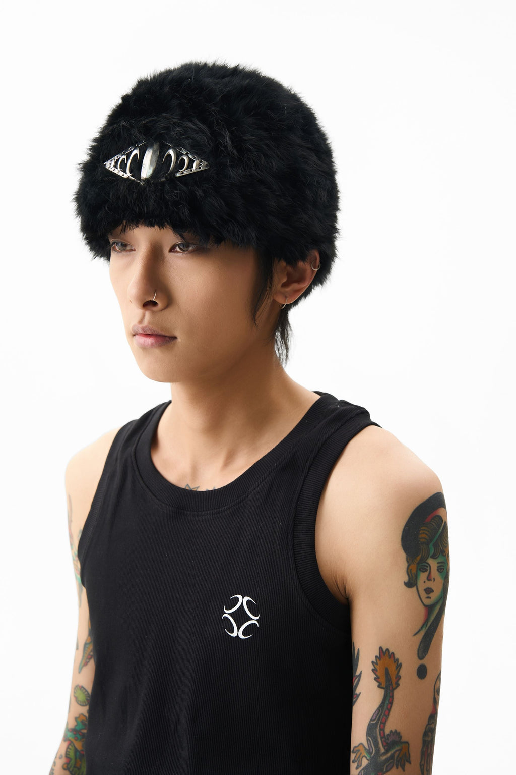 KARMANISTIC Metal Logo Fur Beanie