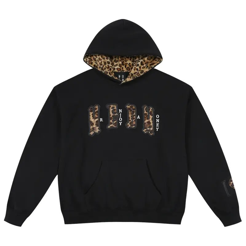 MEDM Leopard Faux Fur Layered Hoodie