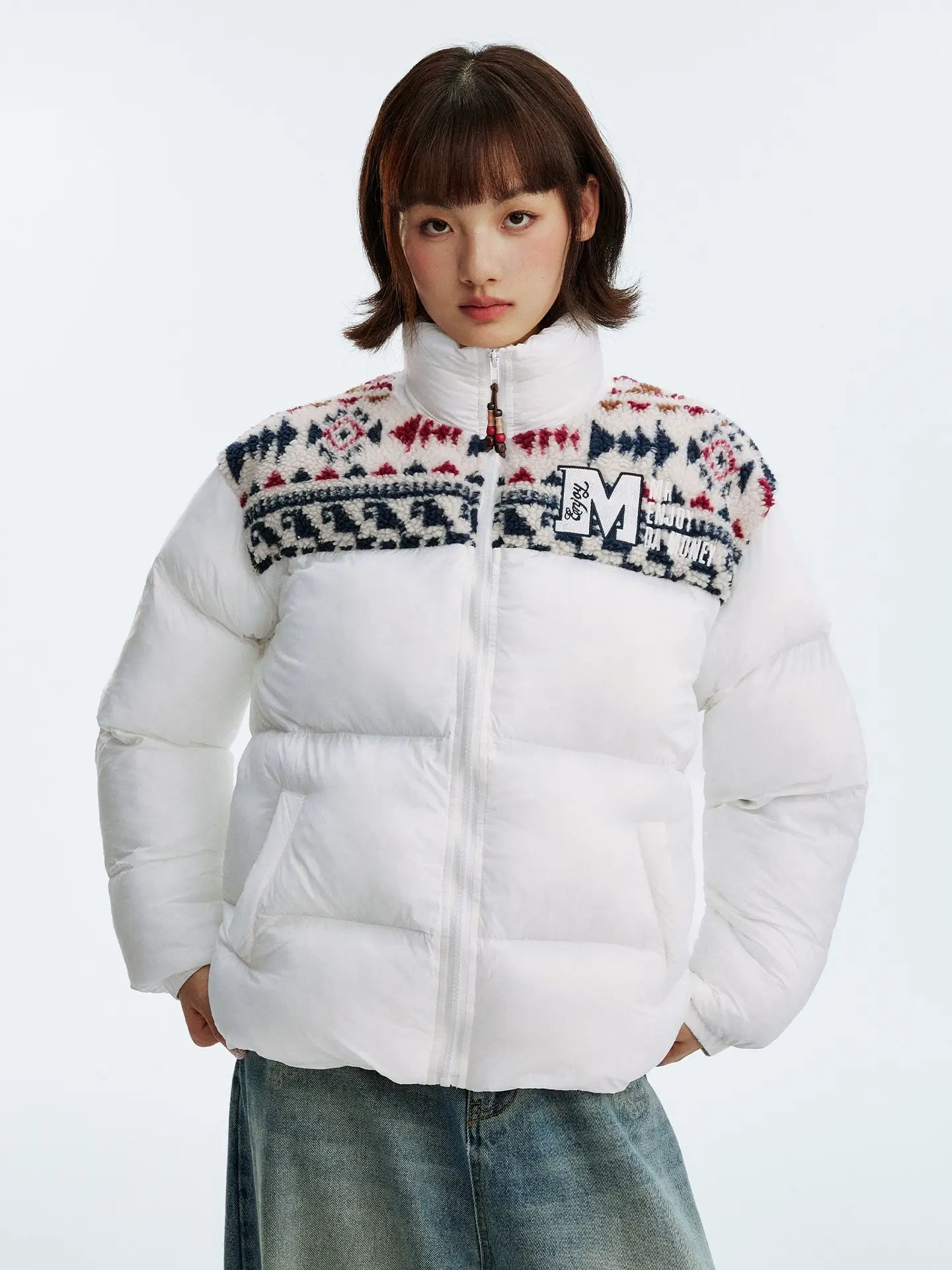 MEDM Ethnic Patchwork Puffer Jacket