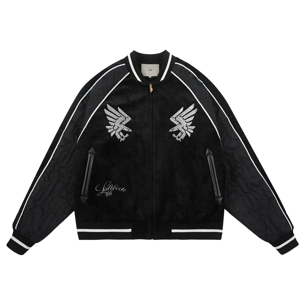 Labt Eagle Embroidered Velvet Feel Souvenir Jacket