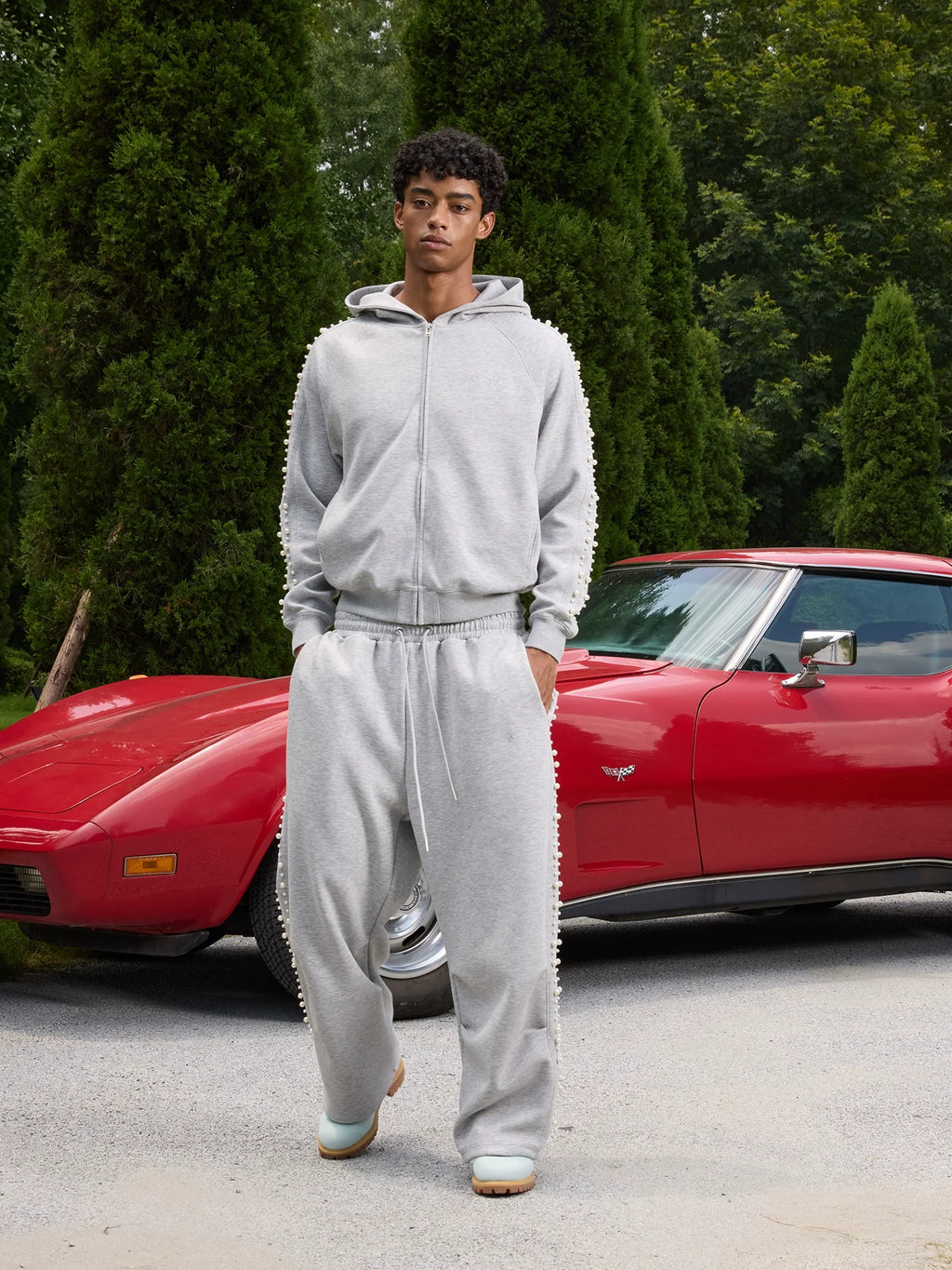 S45 Pearl Line Zip Up Hoodie