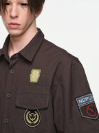 BLIND NO PLAN Badge Embroidered Short Sleeve Shirt