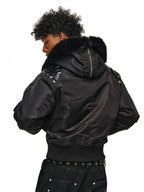 ANTIDOTE Fur Leather Studded N2B Bomber Jacket