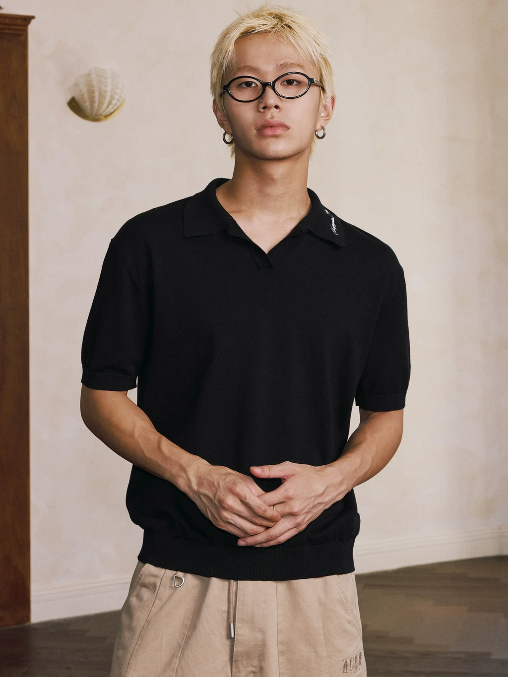 MEDM Handwriting Embroidery Knit Polo