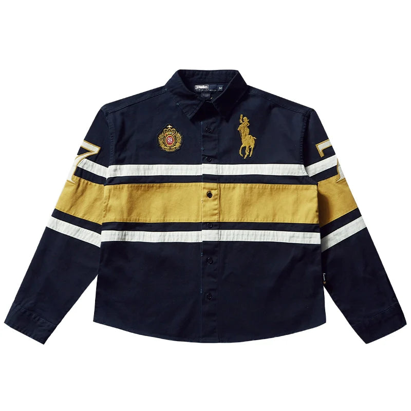 Remedy 3D Embroidered Striped Long Sleeve Shirt