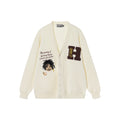 Harsh and Cruel Cartoon Face Knit Sweater Cardigan
