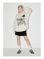 EMPTY REFERENCE Ink Graffiti Flower Print Long Sleeved Shirt