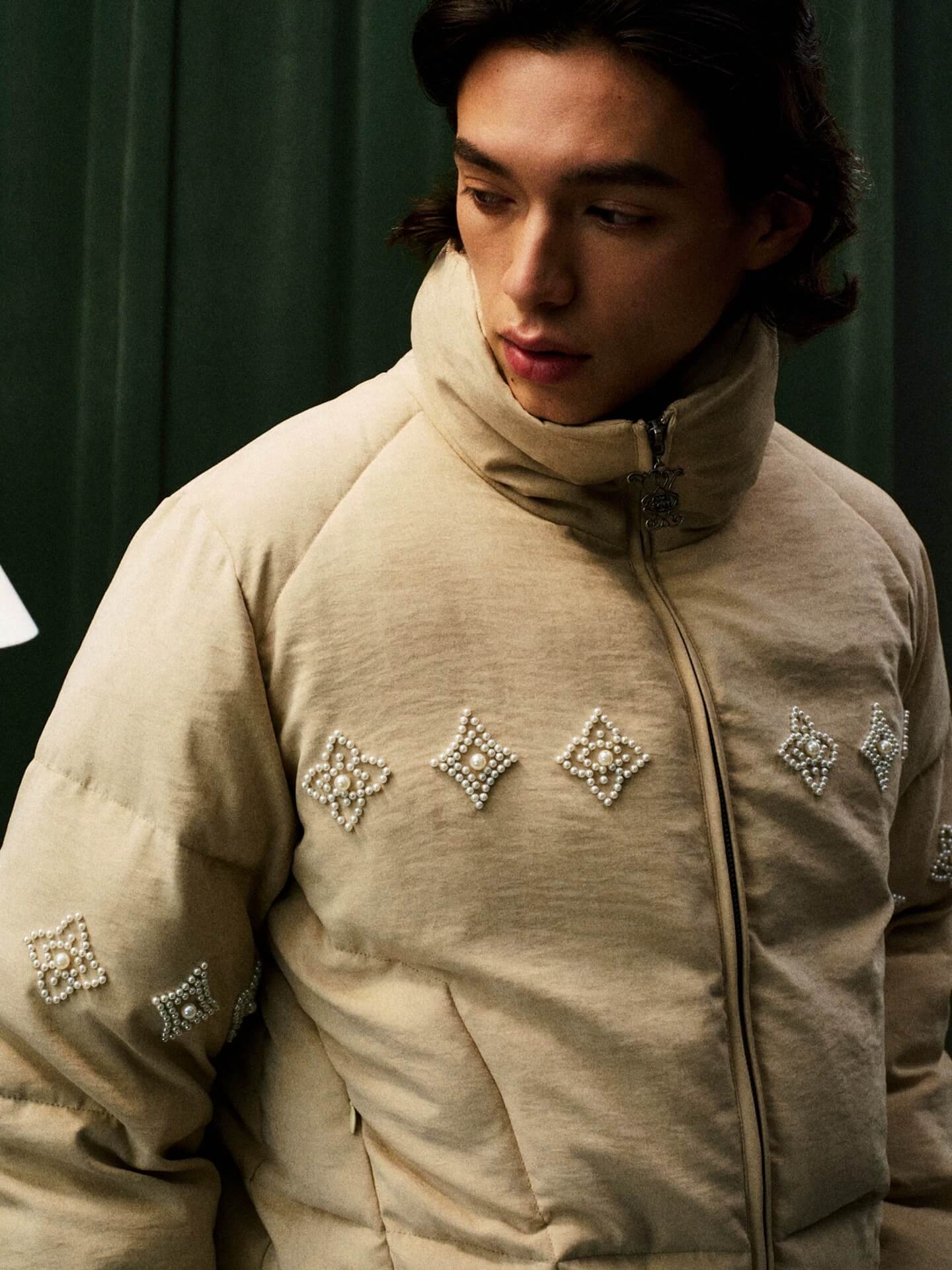 YADcrew Pearl Beaded Puffer Jacket