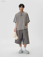 JHYQ Striped Shoulder Logo Printing Tee