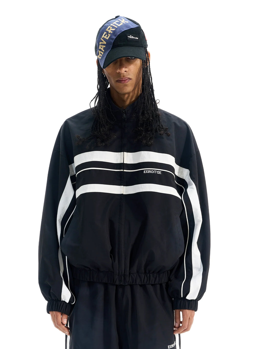 BLIND NO PLAN Color Block Windproof Sport Track Jacket