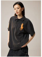 Remedy Cocktail Glass Girl Embroidery Polo Shirt