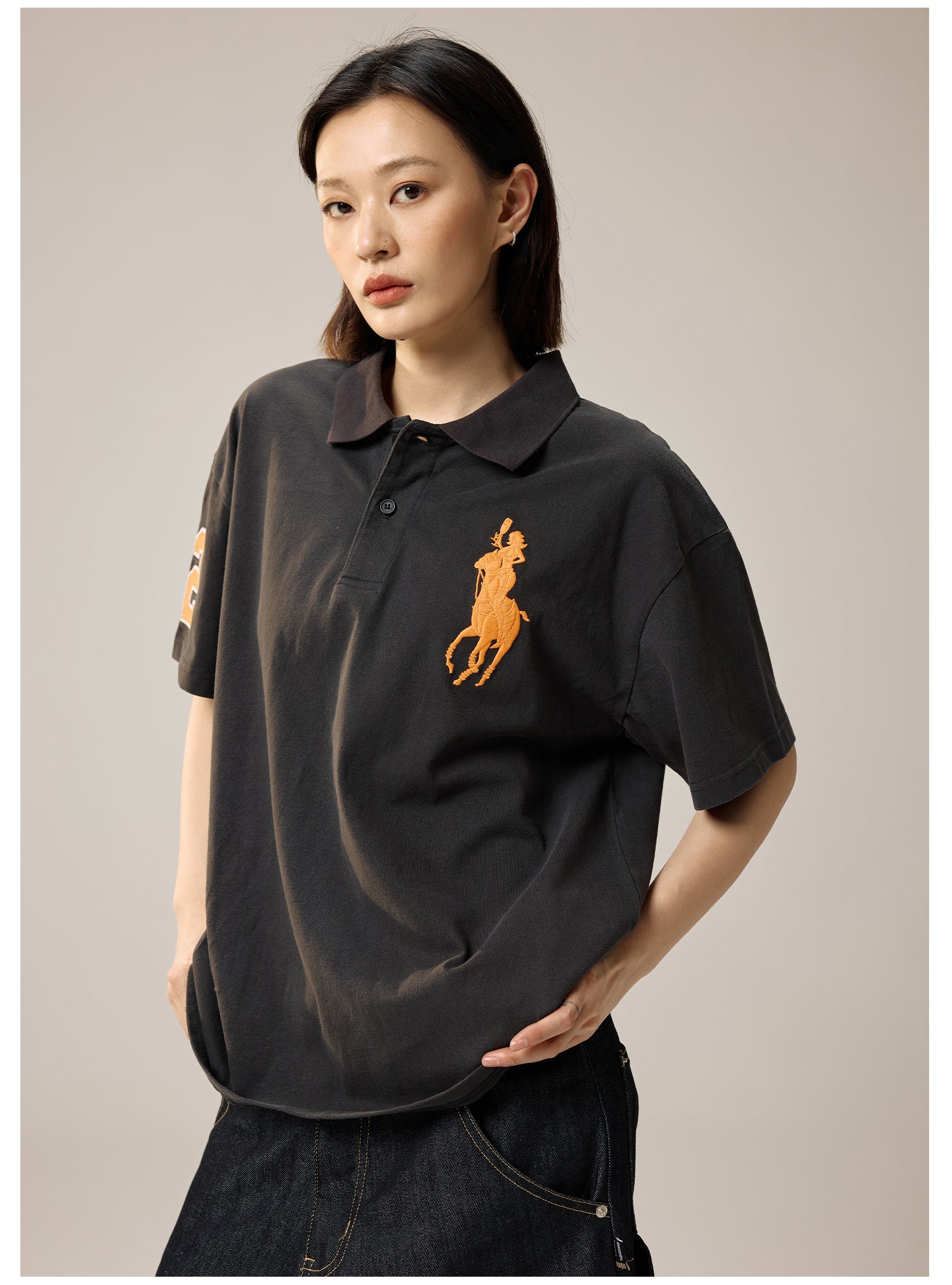 Remedy Cocktail Glass Girl Embroidery Polo Shirt