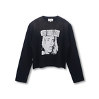 SOD Co. Rock Print Distressed Cropped Long Sleeve Tee