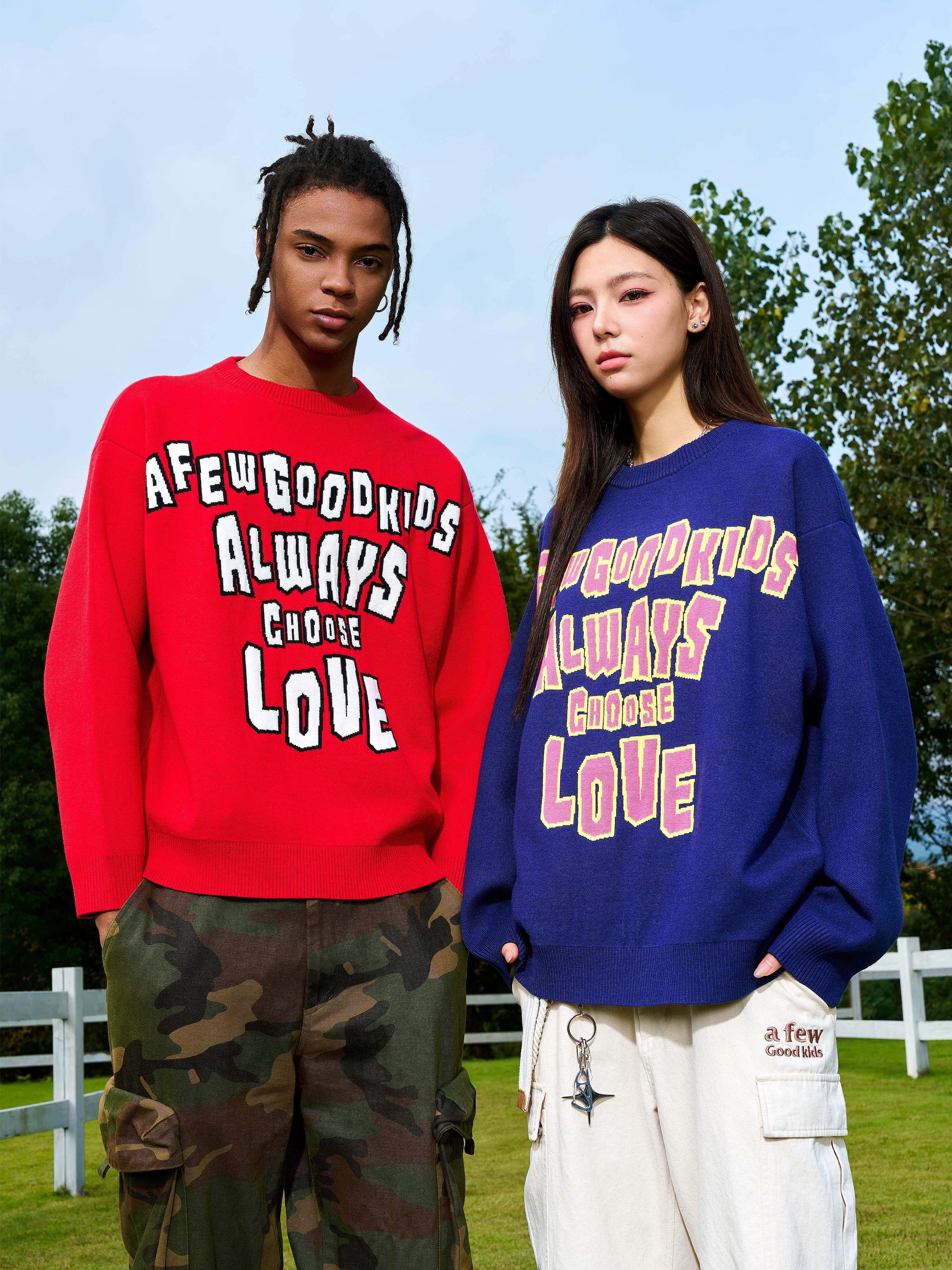 AFGK Slogan Letters Knit Sweater