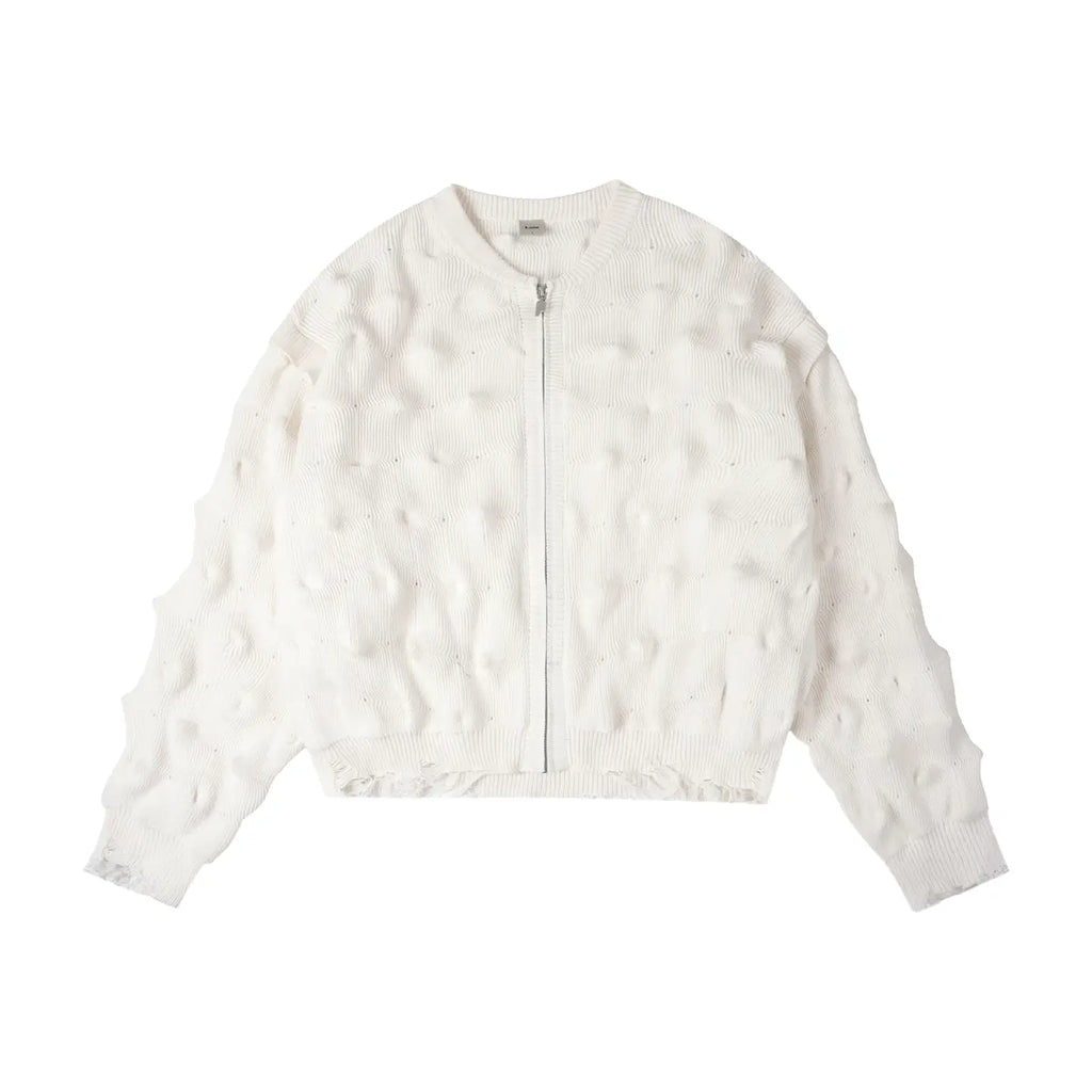 Labt Wave Distressed Knit Cardigan