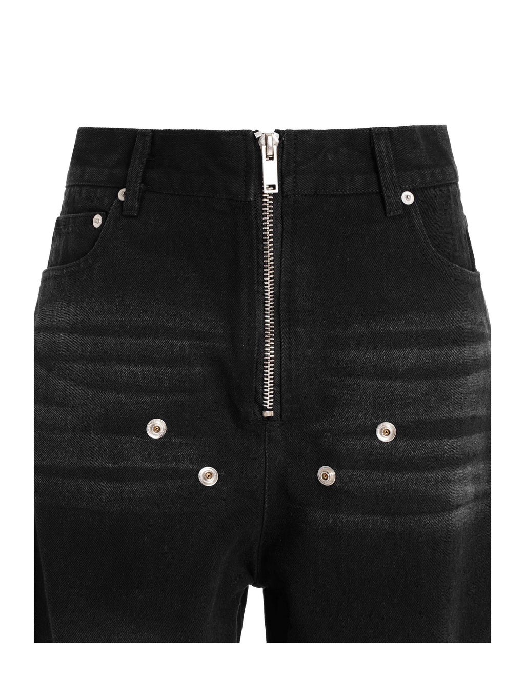KARMANISTIC Rivet Zipper Fly Washed Flared Jeans