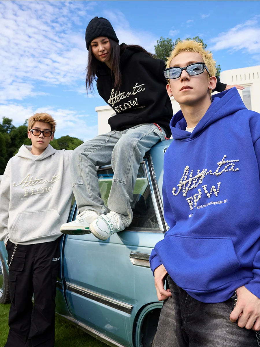 Harsh and Cruel Pearl Embroidery Hoodie