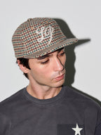LIBERAFIT Chain Stitch Embroidered Wool Blend Houndstooth Baseball Cap