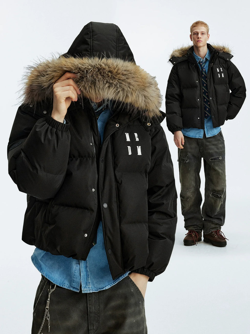 MEDM Detachable Fur Hooded Down Jacket