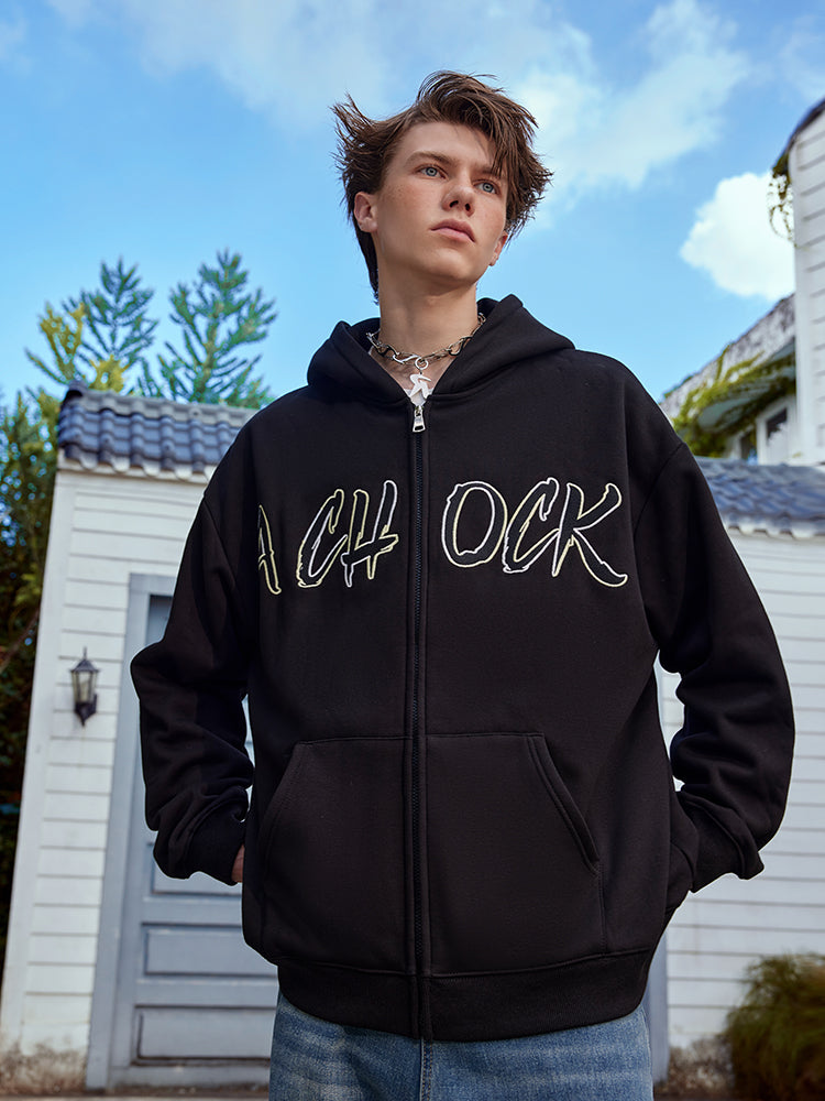 Achock Embroidery Logo Zipper Hoodie