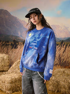 YADcrew Washed Patch Angel Embroidery Printed Sweatshirt