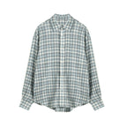 JHYQ Pleated Plaid Long Sleeved Shirt