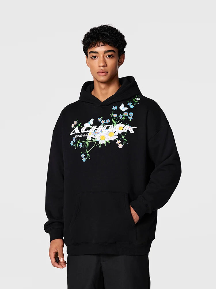 Achock Foam Printed Flower Hoodie