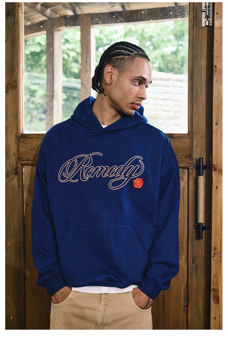 Remedy Metal Wax Seal 3D Logo Embroidered Hoodie