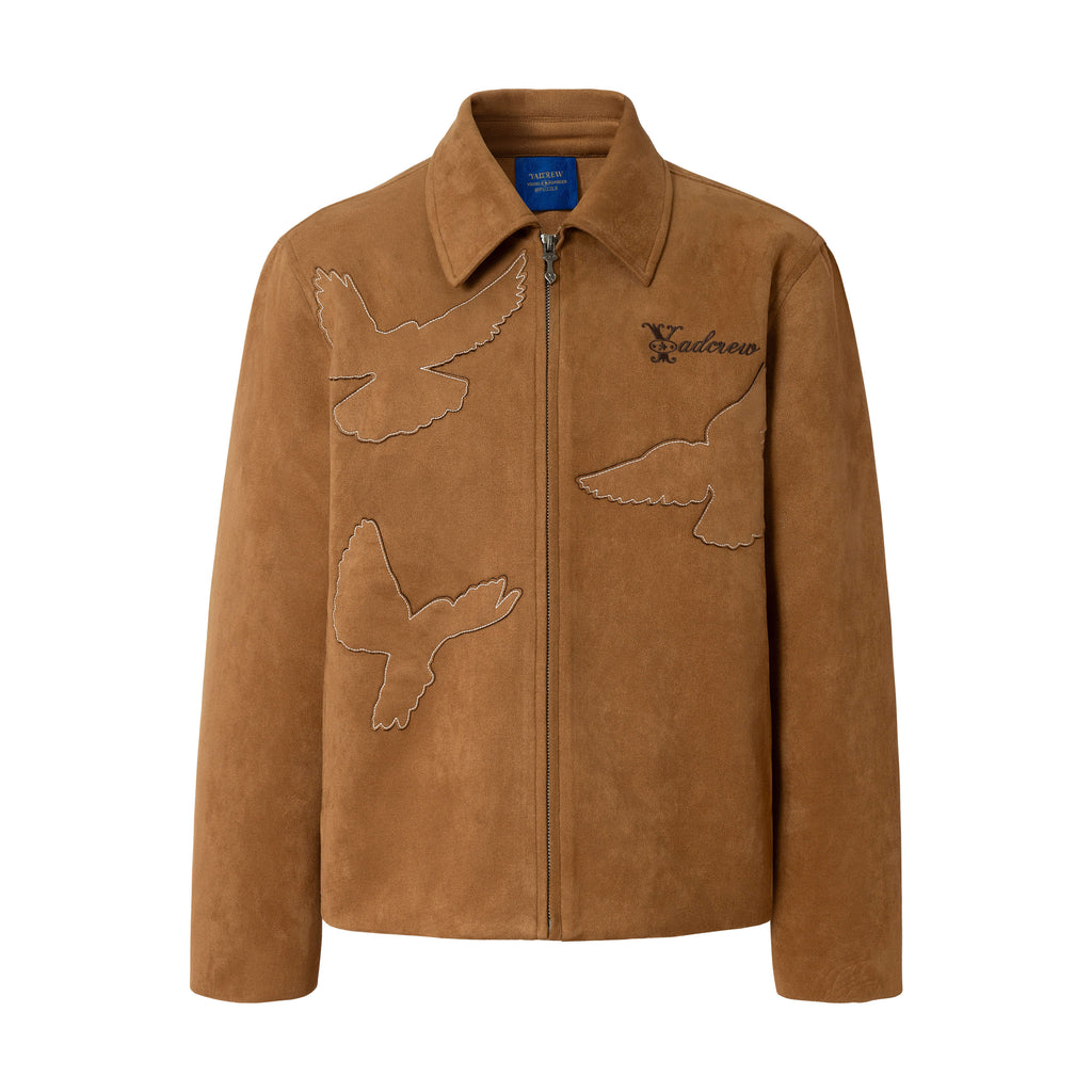 YADcrew Peace Dove Patch Suede Jacket