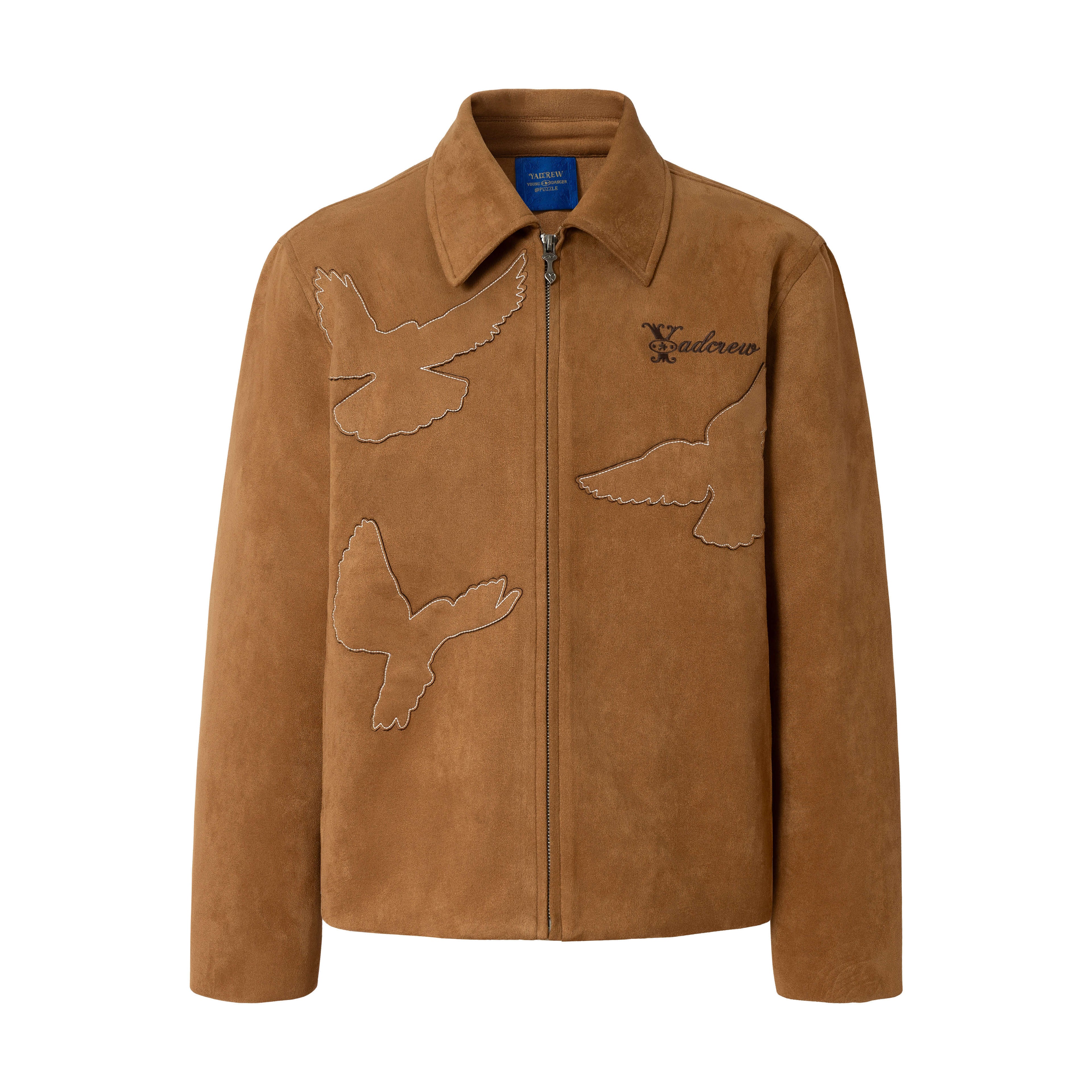 YADcrew Peace Dove Patch Suede Jacket